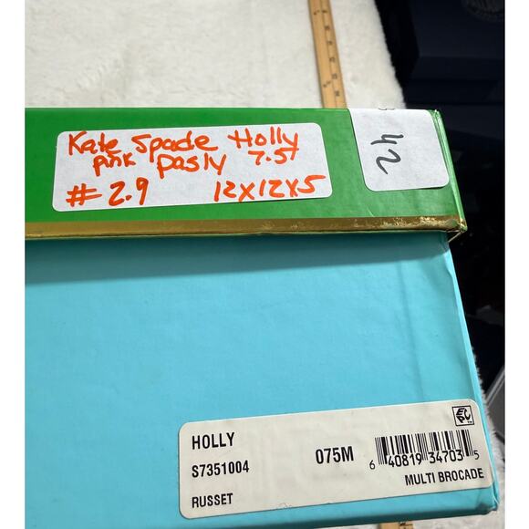 Kate Spade NY Holly Boot Russet Multi Brocade Size 7.5M New in Box Red/Blk - Picture 11 of 11